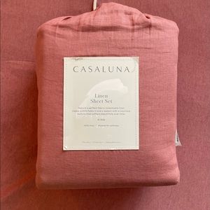 Casaluna New NWT 100% Linen Cal King 4 Piece Sheet Set Dusky Rose Pink Red